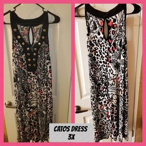 Hot pink, black, and white embellished dress. 3x